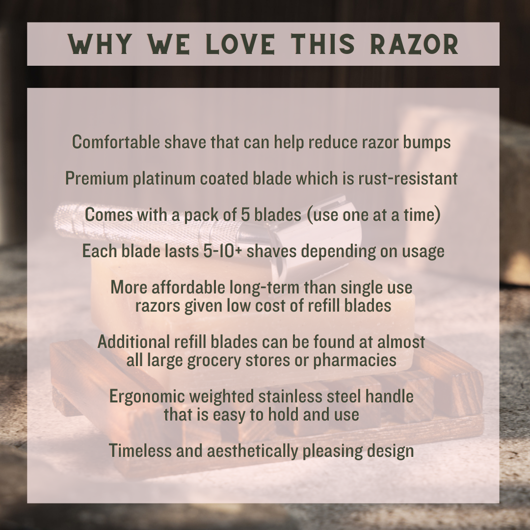 Metal Safety Razor, Unisex (With 5 Platinum Coated Blades)
